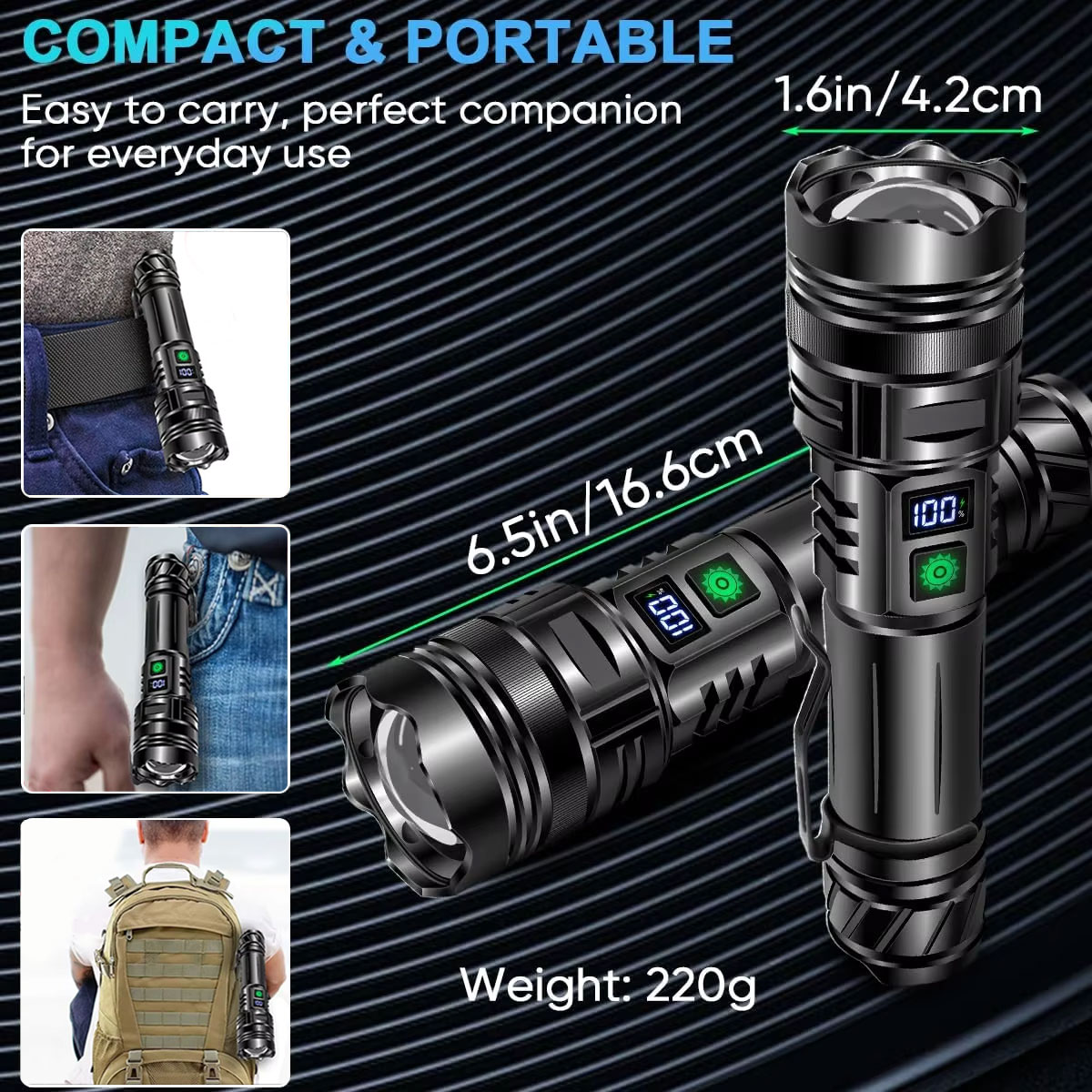 High Power LED Flashlight USB  - огляд і ціна Edc Carry Pen